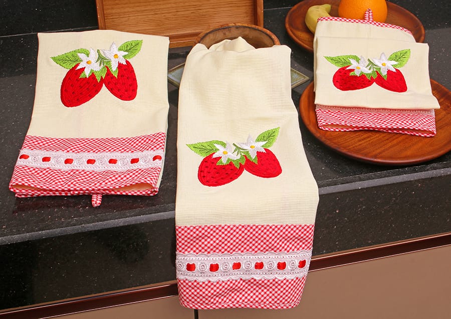 Liliane Collection Red Kitchen Dish Towels (13 pack) - Embroidery
